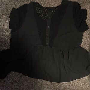 SHEIN Black Lace Detail Blouse